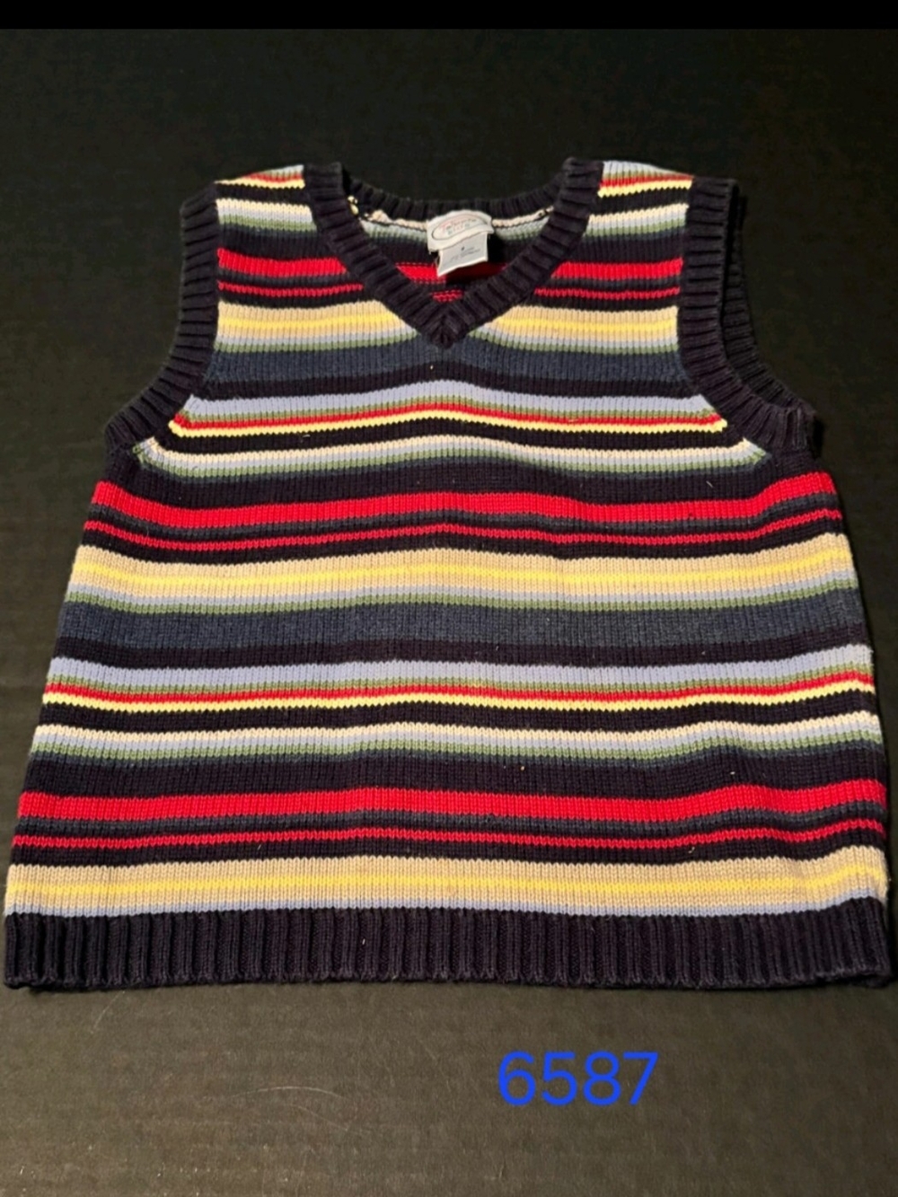 Talbots Kids Striped Knit V-Neck Sweater Vest